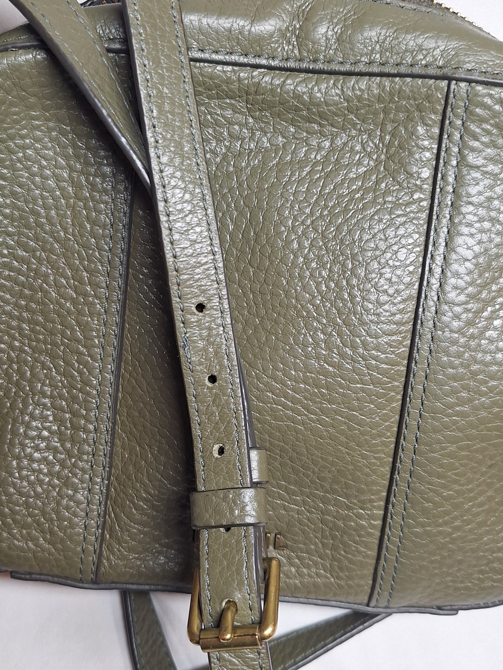 Authentic Fossil Gemma Pebbled Leather Crossbody Bag – Olive Green - Picture 9 of 16